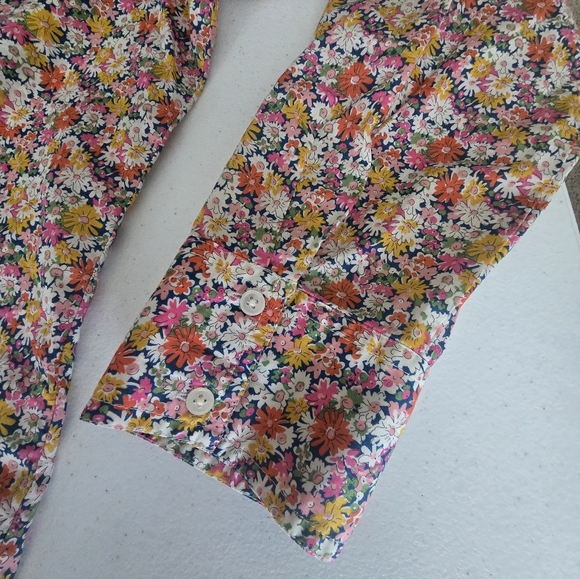 J. Crew Liberty Fabric Ruffle Front Button Up Long Sleeve Shirt Women's Large - Picture 10 of 12